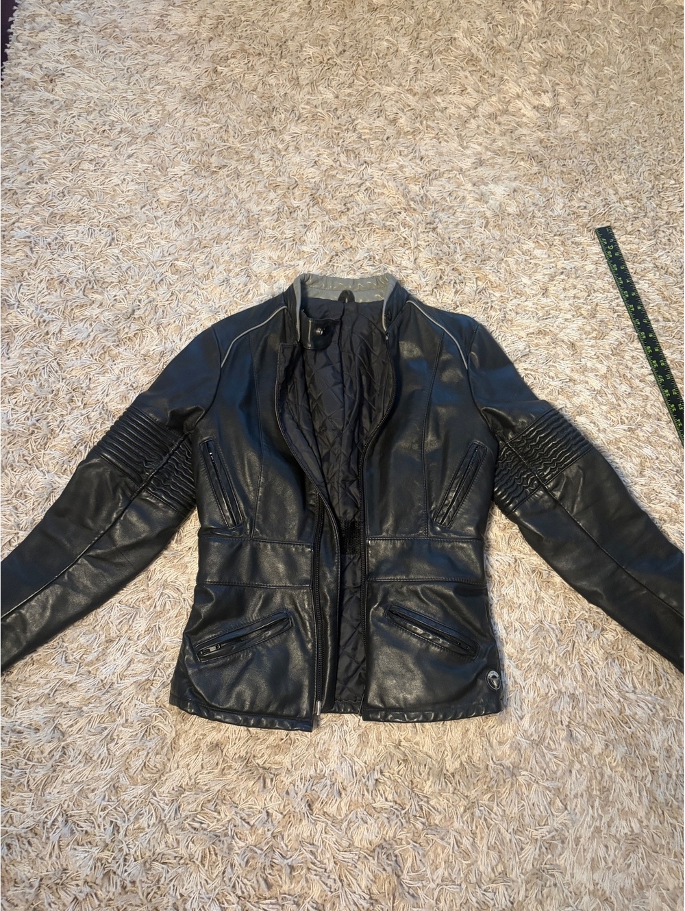 Vintage Taurus Black Leather Motorcycle Jacket Size 12